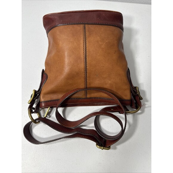Fossil Crossbody Shoulder Purse Two‎ Tone Brown Lather Bucket Purse - Picture 15 of 15